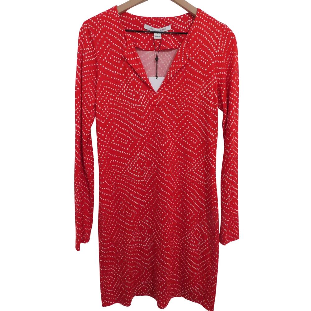 Diane Von Furstenberg Sz 8 Reina Batik Red Silk Jersy Mini Dress Resort Chic